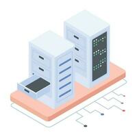 Modern of Server Racks Isometric Icon vector