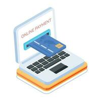 Isometric icon of online payment vector