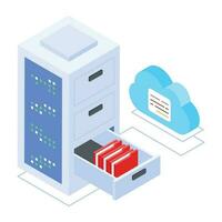 Modern of Server Racks Isometric Icon vector