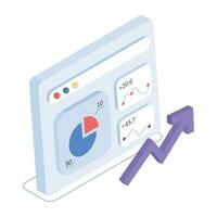 An isometric icon of bitcoin analytics vector