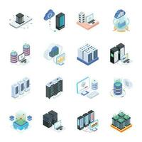 Set of Database Management Isometric Icons vector