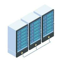 Modern of Server Racks Isometric Icon vector