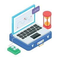 An isometric icon of bitcoin analytics vector