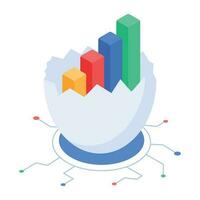 An isometric icon of growth analysis vector