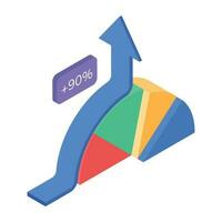 An isometric icon of growth analysis vector