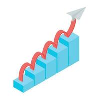 An isometric icon of growth analysis vector