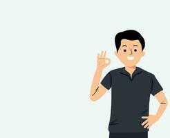 man casual showing gesture ok gesture sign vector