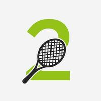 letra 2 padel tenis logo. padel raqueta logo diseño. playa mesa tenis club símbolo vector