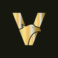 Letter V Eagle Logo Design. Transportation Symbol Vector Template