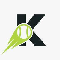 Tennis Logo Design On Letter K Template. Tennis Sport Academy, Club Logo vector