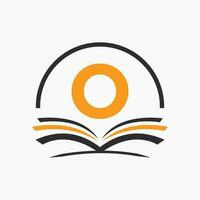 Letter O Education Logo Book Concept. Training Career Sign, University, Academy Graduation Logo Template Design vector