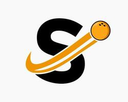 Letter S Bowling Logo. Bowling Ball Symbol With Moving Ball Icon vector