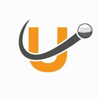 Initial Letter U Golf Logo Design. Initial Hockey Sport Academy Sign, Club Symbol vector