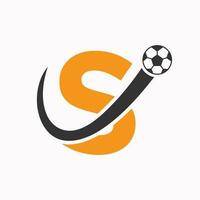 Initial Letter S Soccer Logo. Football Logo Concept With Moving Football Icon vector