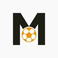 Initial Letter M Soccer Logo. Football Logo Design Vector Template