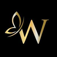 Letter W Butterfly Logo Concept For Luxury, Beauty, Spa and Fashion Symbol vector