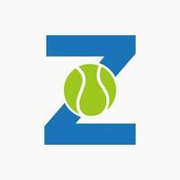 Tennis Logo On Letter Z. Tennis Sport Academy, Club Logo Sign vector