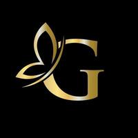 Letter G Butterfly Logo Concept For Luxury, Beauty, Spa and Fashion Symbol vector