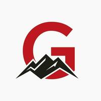 Letter G Mount Logo. Mountain Nature Landscape Logo Combine With Hill Icon and Template vector