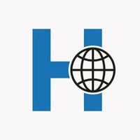 Letter H Global Logo Design. World Logotype Symbol Vector Template