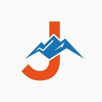 Letter J Mount Logo. Mountain Nature Landscape Logo Combine With Hill Icon and Template vector