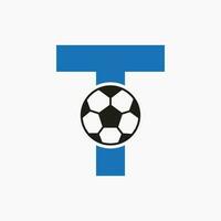 Initial Letter T Soccer Logo. Football Logo Design Vector Template