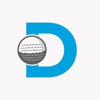 Golf Logo On Letter D. Initial Hockey Sport Academy Sign, Club Symbol vector