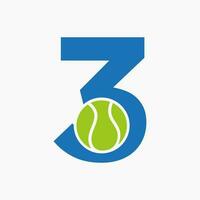 Tennis Logo On Letter 3. Tennis Sport Academy, Club Logo Sign vector