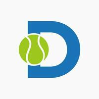 Tennis Logo On Letter D. Tennis Sport Academy, Club Logo Sign vector