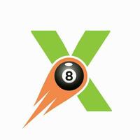 Letter X Billiard Sports Team Club Logo. 8 Ball Pool Logo Design Template vector