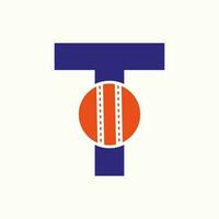 Cricket Logo On Letter T Concept. Cricket Club Symbol vector