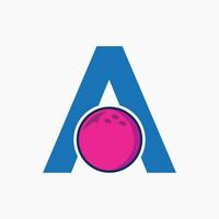 Letter A Bowling Logo. Bowling Ball Symbol With Moving Ball Icon vector