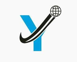 Letter Y Global Logo Design. World Logotype Symbol Vector Template