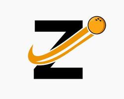 Letter Z Bowling Logo. Bowling Ball Symbol With Moving Ball Icon vector