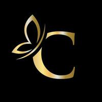 Letter C Butterfly Logo Concept For Luxury, Beauty, Spa and Fashion Symbol vector