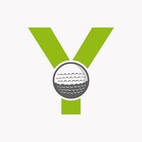 Golf Logo On Letter Y. Initial Hockey Sport Academy Sign, Club Symbol vector