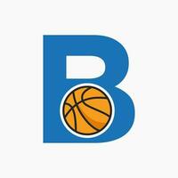Basketball Logo On Letter B Concept. Basket Club Symbol Vector Template