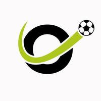 Initial Letter O Soccer Logo. Football Logo Concept With Moving Football Icon vector