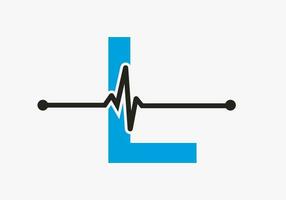 letra l latido del corazón logo para médico o salud símbolo. médico logo modelo diseño vector