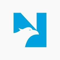 Letter N Eagle Logo Design. Transportation Symbol Vector Template