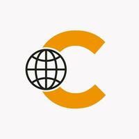 Letter C Global Logo Design. World Logotype Symbol Vector Template