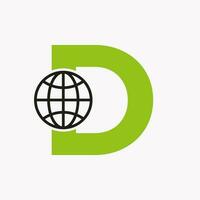 Letter D Global Logo Design. World Logotype Symbol Vector Template