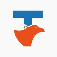 Letter T Eagle Logo Design. Transportation Symbol Vector Template