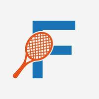 letra F padel tenis logo. padel raqueta logo diseño. playa mesa tenis club símbolo vector