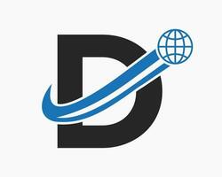 Letter D Global Logo Design. World Logotype Symbol Vector Template