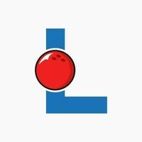 Letter L Bowling Logo. Bowling Ball Symbol With Moving Ball Icon vector