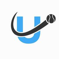 Tennis Logo Design On Letter U Template. Tennis Sport Academy, Club Logo vector