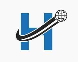 Letter H Global Logo Design. World Logotype Symbol Vector Template