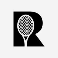 letra r padel tenis logo. padel raqueta logo diseño. playa mesa tenis club símbolo vector