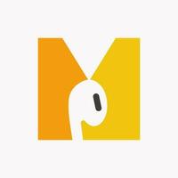 Letter M Music Logo Concept With Earphone Icon Vector Template